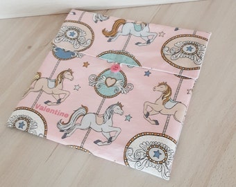 Pochette de rangement personnalisée pour serviette de table enfant motif gros bonbons pour la cantine scolaire et la maison