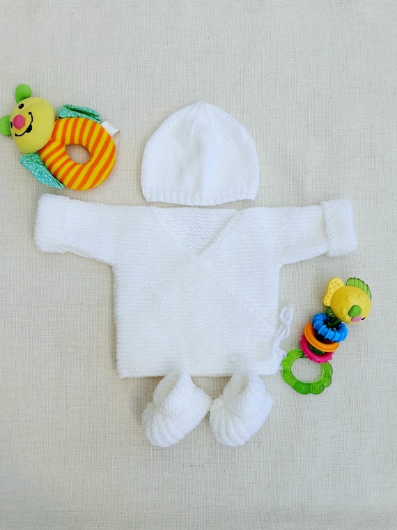 Brassiere Bebe Bonnet Chaussons Tricot Layette Blanc Etsy Brassiere Bebe Bonnet Chaussons Tricot Layette Blanc Etsy