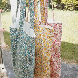 Bolso tote Liberty 100% algodón estampado, totalmente forrado para la playa, vacaciones, compras, idea de regalo para el Día de la Madre