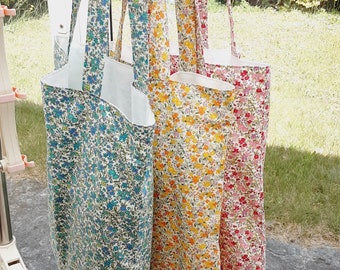 sac tote bag Liberty en 100% coton imprimé entièrement doublé pour la plage, les vacances, les courses, idée cadeau fête des mères