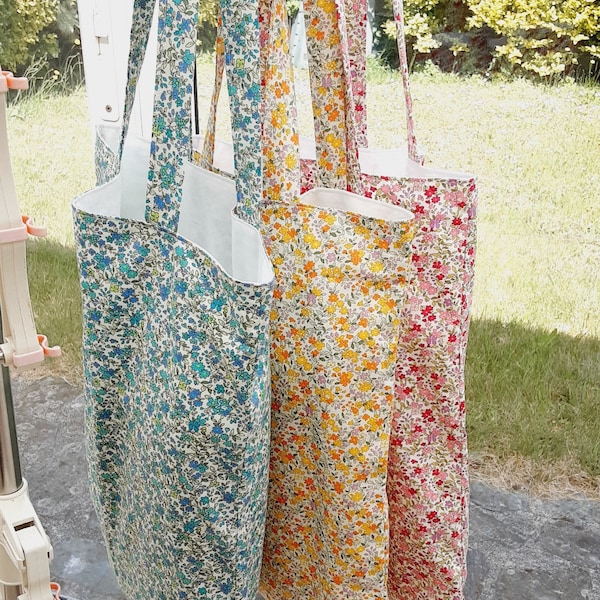 sac tote bag Liberty en 100% coton imprimé entièrement doublé pour la plage, les vacances, les courses, idée cadeau fête des mères