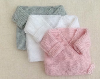 Brassière gilet bébé laine naissance en tricot fait main