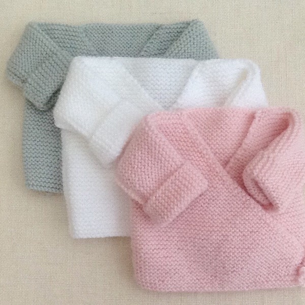 Brassière gilet bébé laine naissance en tricot fait main