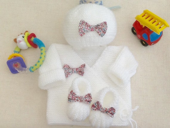 Ensemble Bebe Brassiere Bonnet Chaussons Tricot Laine Etsy Ensemble Bebe Brassiere Bonnet Chaussons Tricot Laine Etsy