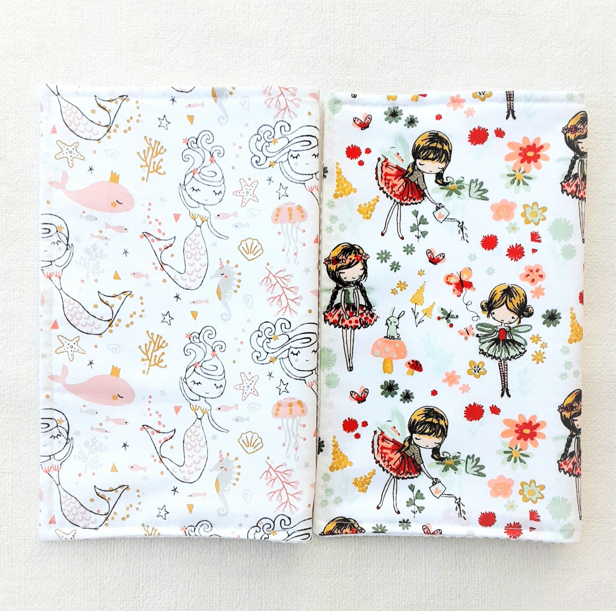 Serviette de Table Enfant Personnalisee en Tissu Coton et Éponge Sirenes ou Princesse, Serviette Can