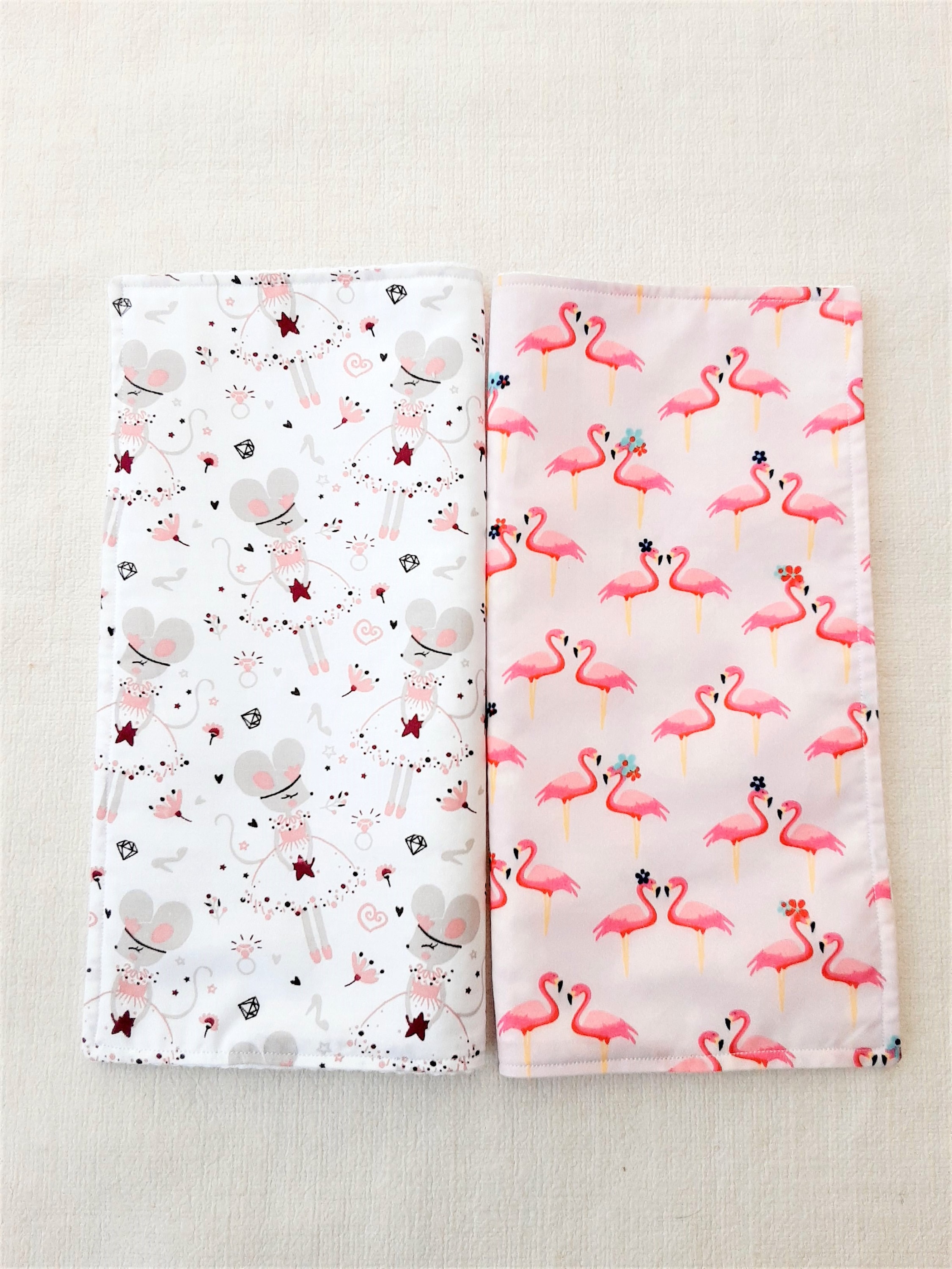 Serviette de Table Enfant Personnalisee en Tissu Coton et Éponge Souris ou Flamants Roses, Serviette