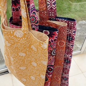 tote bag printed cotton fully lined for the beach, vacations, shopping, gift idea Mother's Day