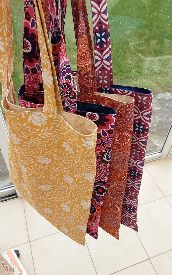 Sac tote bag cabas en coton imprim enti rement doubl pour la