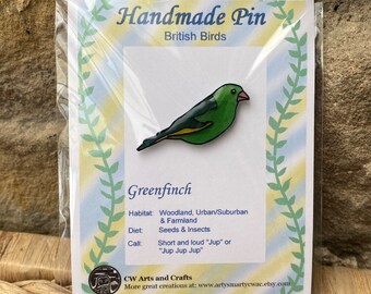 Greenfinch Handmade Pin - Birds - Garden Birds - Birdwatching- Finch - Brooch - Badge