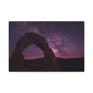 Canvas Print, Milky Way Galaxy Wall Art, Desert Arch Decor, Astronomy Decor, Night Sky Painting, Starry Night, Space Art