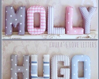 Peronalised Nursery Fabric Letters 3d Wall Decor Baby Shower Gift Handmade