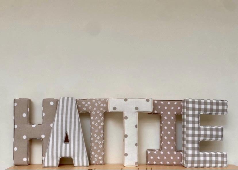 Fabric Letter, beige neutral nursery, Initial, Nursery Room wall  Decor, Personalised Name Gift, Baby Shower, Christening, New Baby Gift