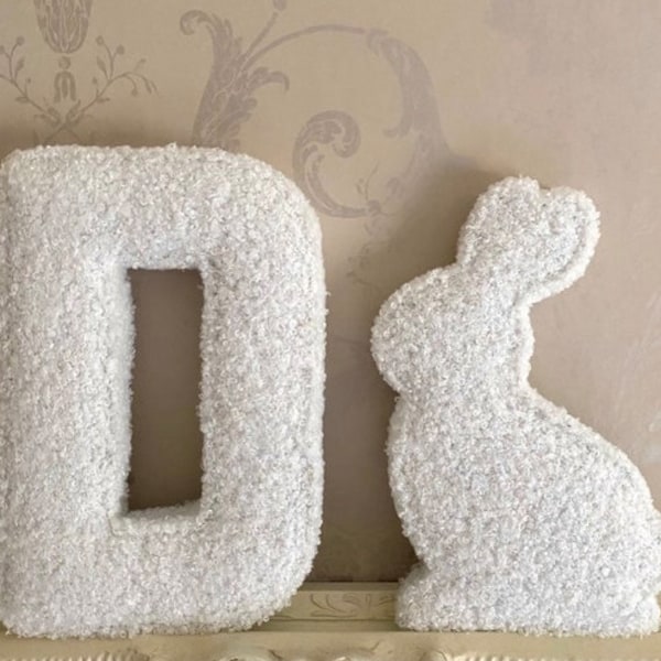 Bouclé stoffen letters, dieren, vormen, initiaal, kinderkamer wanddecoratie, gepersonaliseerd babycadeau