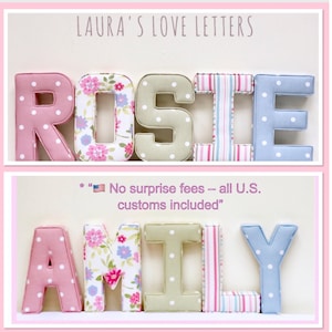 Fabric Padded Letter, PRICE PER LETTER, Initial, Nursery Room Decor, Personalised Name Gift, Baby Shower, Christening, New Baby Gift,Baptism