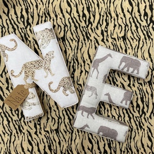 Safari Animals,  Fabric Letter, Nursery letters, Initial, Nursery Room Decor, Personalised Name Gift, Baby Shower, Jungle Nursery print,
