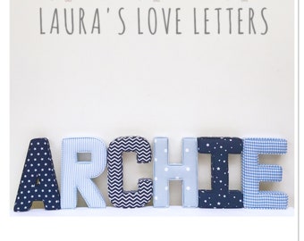 Fabric padded Letters for boys, Nursery Decor, Personalised Name Gift, Christening, baby gift, Baby gift, initial