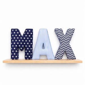 Fabric padded Letters for boys, all customs duties/tariffs included, blues, Nursery Decor, Personalised Name Gift, Christening, Baby gift,