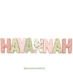 Letras acolchadas de tela rosa, PRECIO POR LETRA, Inicial, Decoración de habitación infantil, Regalo personalizado para bebé, Baby Shower, Bautizo, regalo para bebé,