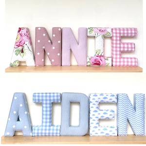 Fabric Padded Letter, PRICE PER LETTER, Initial, Nursery Room Wall Decor, Baby Shower, Christening, 1st Birthday, Baby gift image 1