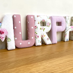 Fabric padded Letters (price per letter) Girls, Pink, Nursery Room Decor, Personalised baby Gift, nursery wall hanging, new baby gift