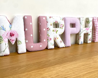 Fabric padded Letters (price per letter) Girls, Pink, Nursery Room Decor, Personalised baby Gift, nursery wall hanging, new baby gift
