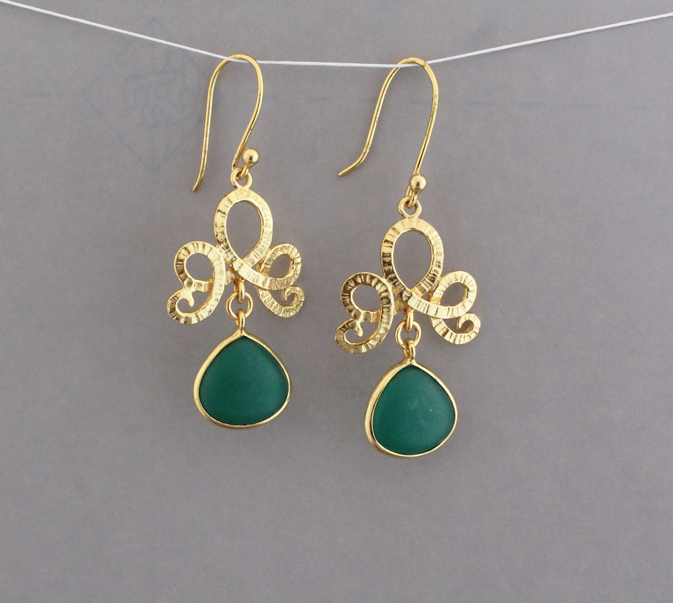 Green Onyx Earring Emerald Color Earrings 14K Gold Filled | Etsy