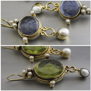 Grüne Tiefdruckohrringe, Kristallohrringe, Vintage-Ohrringe, antiker Schmuck, Hochzeitsohrringe, goldene Ohrringe, Art-Deco-Schmuck