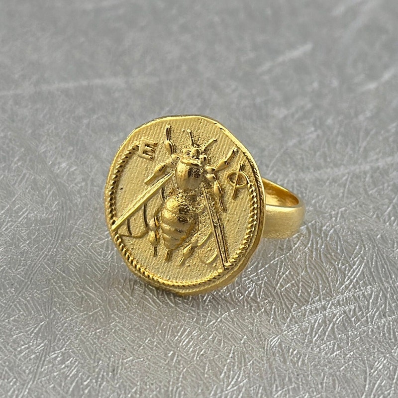 Vintage Rose & Bee Ring