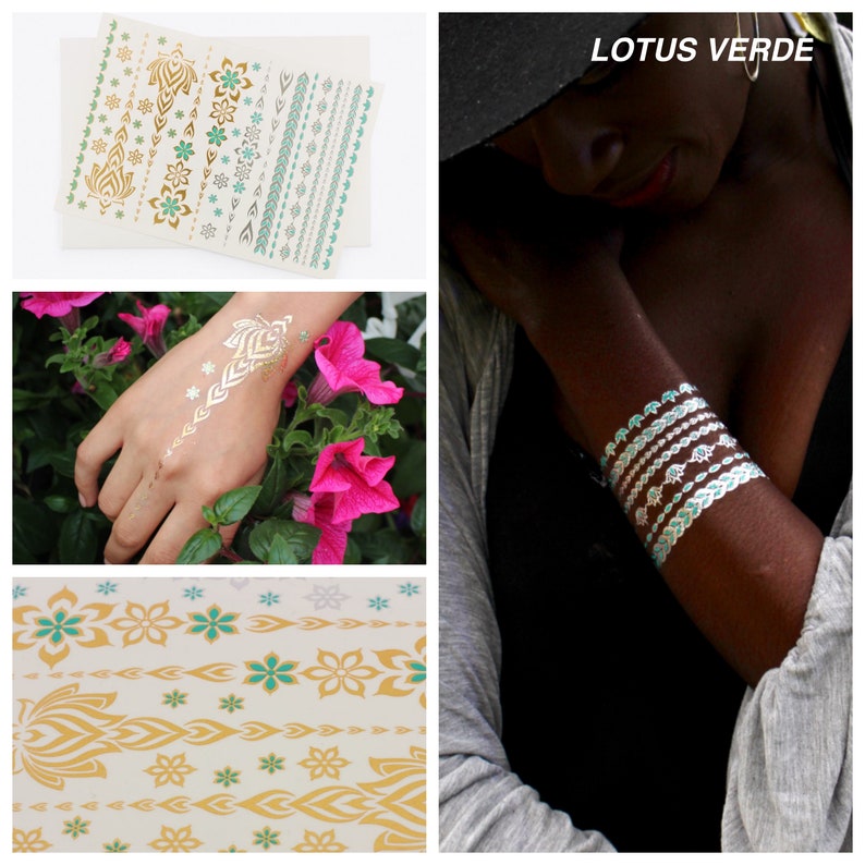 Flower Power Silber & Gold Temporäre Metallic Tattoos Etsy.de