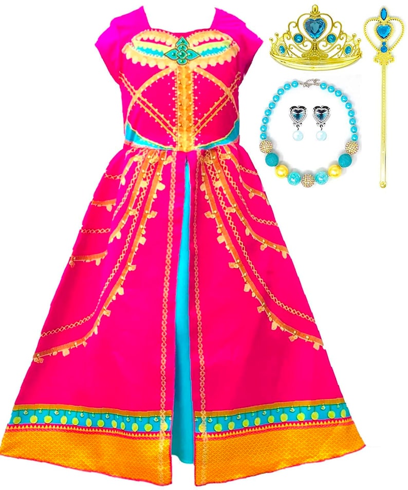 Jasmine Pink Princess Costume Dress Up Disney Inspired Set Etsy