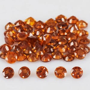 2.5x2.5x1.7 mm Natural Hessonite Garnet Faceted Cut Round AAA+ Grade Loose Gemstone - 100% Natural Hessonite Garnet Gemstone - GOORG-1008