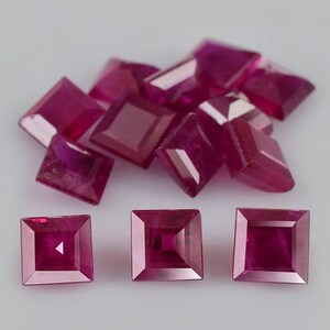 3x3x2.4 mm Natural Burmese Ruby Faceted Cut Square AAA Grade Precious Loose Gemstone - 100% Natural Ruby Gemstone - Ruby Jewelry- RURED-1175