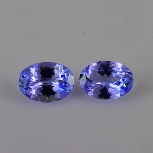 Tanzanite 7x5 mm Faceted Oval 1.71 cts AAA Grade 2 Piece Matching Pair Loose Gemstone - 100% Natural Tanzanite Gemstone