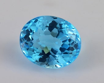 6.87 cts Natural Swiss Blue Topaz 12x10 mm Faceted Oval Loose Gemstone - Natural Swiss Blue Topaz Gemstone - Swiss Blue Topaz -TOSWS-1217