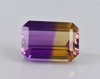 Ametrine 10x14 MM Faceted Cut Octagon Gemstone - 9.16 carat - Natural Bi-color Ametrine | Loose Gemstone, Ametrine gemstone ring