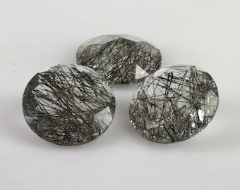 Black Rutilated Quartz Faceted Cut Round Gemstone 9 MM and 10 MM , Rutile Jewelry Gemstone , Rutile Quartz Pendant Stone , Black Tourmaline