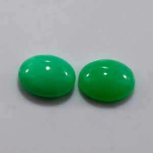 Crisoprasa 16 x 12 mm Cabujón Ovalado 2 Piezas 16,80 quilates Piedra preciosa suelta natural - Pendientes de crisoprasa - Comprar crisoprasa en línea