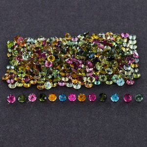 Natural Multi Tourmaline Gemstone, Loose Gemstone, Faceted Cut Round, Multi-Color