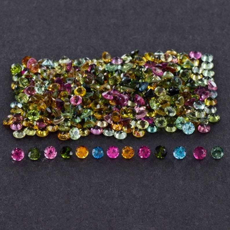 Natural Multi Tourmaline Gemstone, Loose Gemstone, Faceted Cut Round, Multi-Color