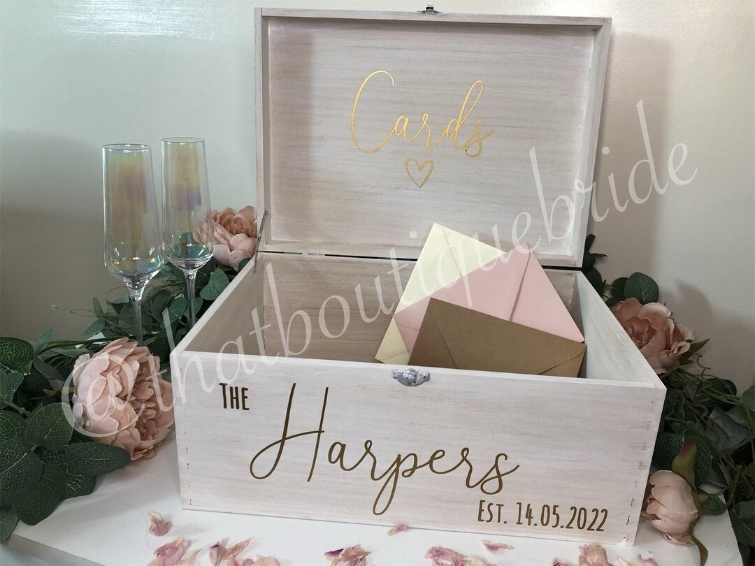 Personalised WHITE Wooden Wedding Card Box: Keepsake Memory Box - Etsy UK