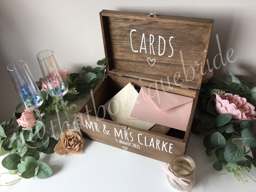 Personalised RUSTIC Wedding Card Box: Wooden Keepsake Memory Box - Etsy UK