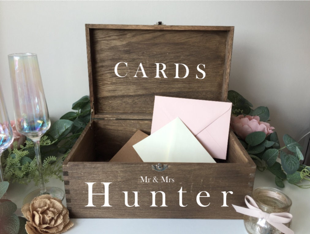 Personalised RUSTIC Wedding Card Box: Wooden Keepsake Memory Box - Etsy UK