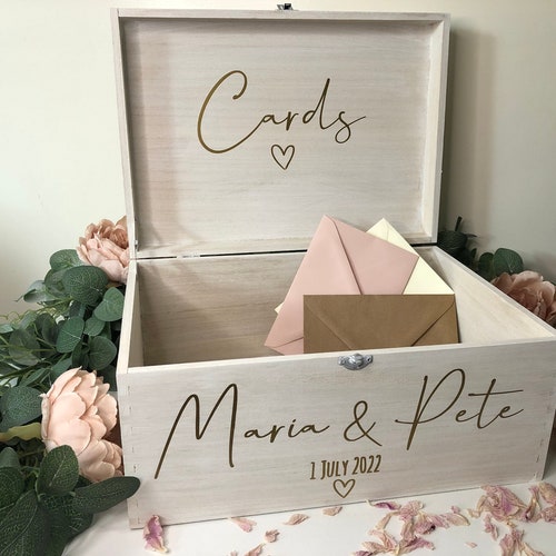 Wooden Personalised Wedding Card Box Handmade - Etsy UK