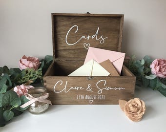 Personalised RUSTIC Wedding Card Box: Wooden Keepsake Memory Box - Etsy UK