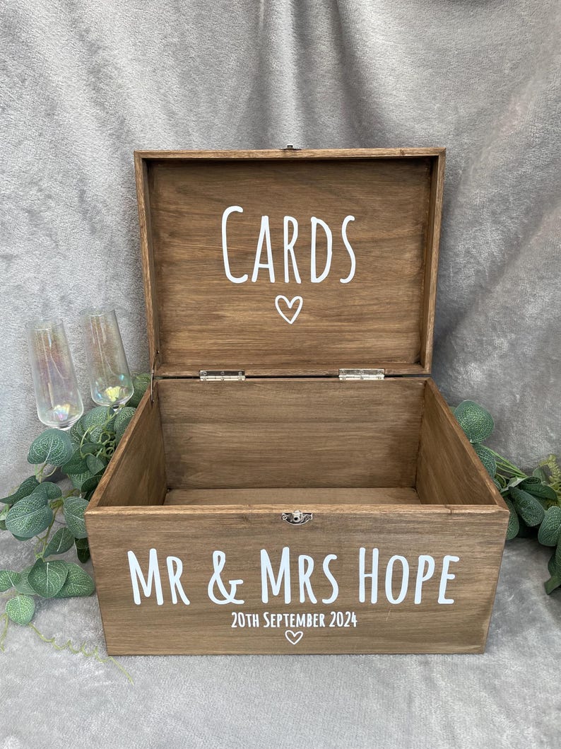 Personalised RUSTIC Wedding Card Box: Wooden Keepsake Memory Box - Etsy
