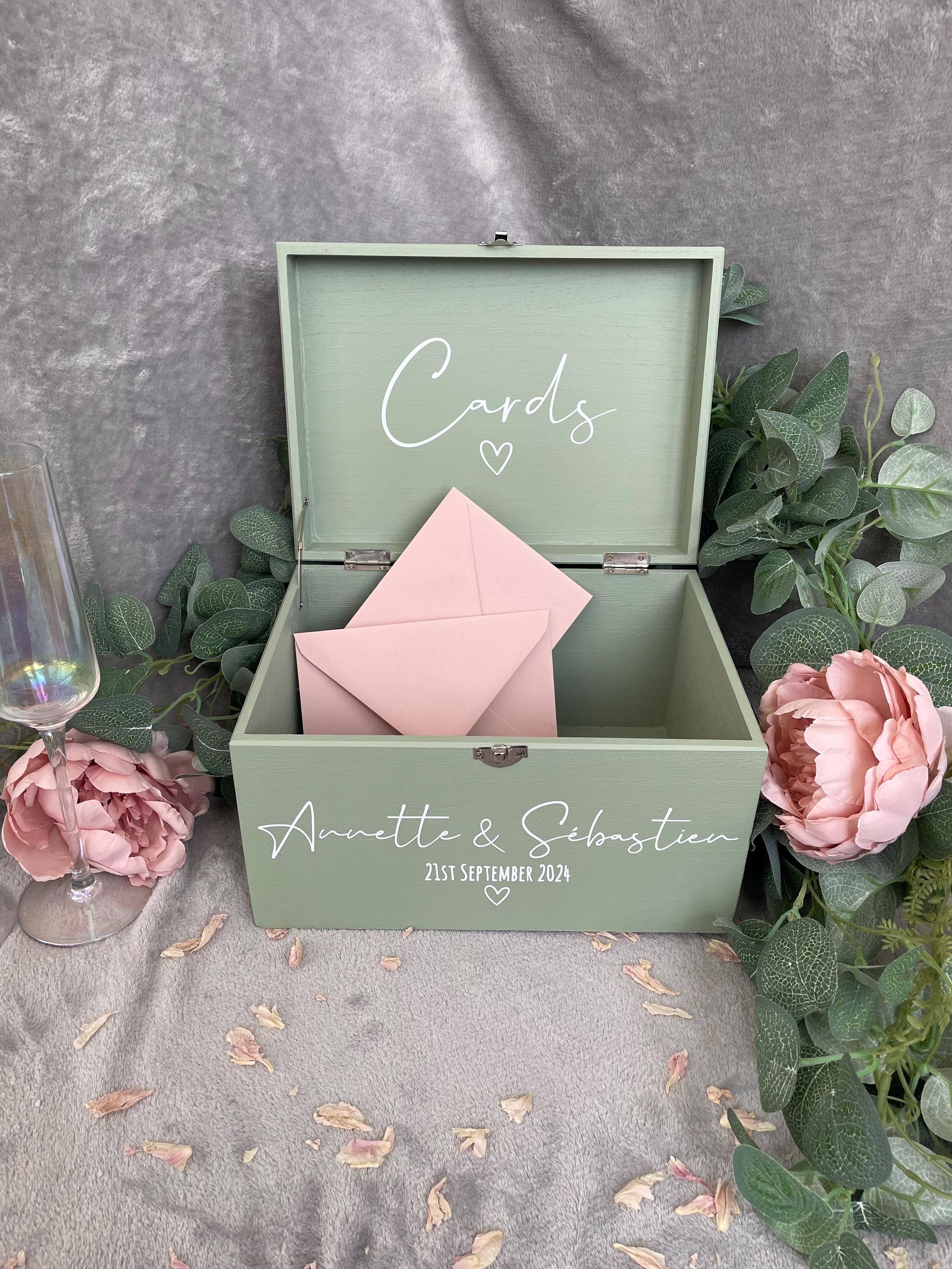 Personalised SAGE Wedding Card Box: Wooden Keepsake Memory Box - Etsy UK