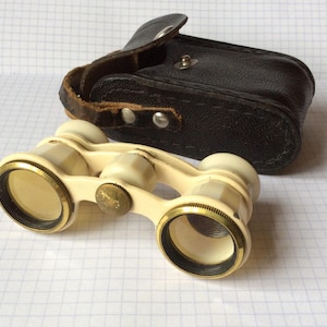 Binocolo da teatro sovietico d'epoca / Binocolo da teatro dell'URSS con custodia in pelle / Regalo da collezione retrò