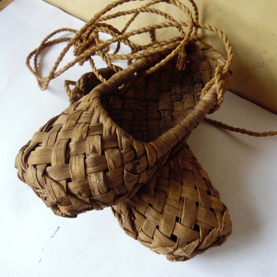 Vintage Russian braided bast shoes Lapti*