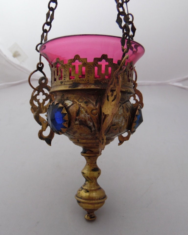Antique Orthodox Hanging Brass Thurible Candle Lamp Lampada Etsy