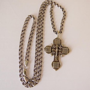 Russisch sterlingzilver 875 orthodox kruisbeeldhanger kruis met ketting 24,8 gr